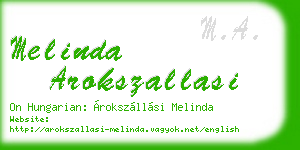 melinda arokszallasi business card
