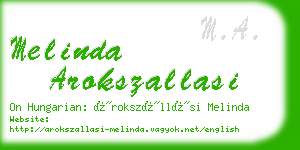 melinda arokszallasi business card